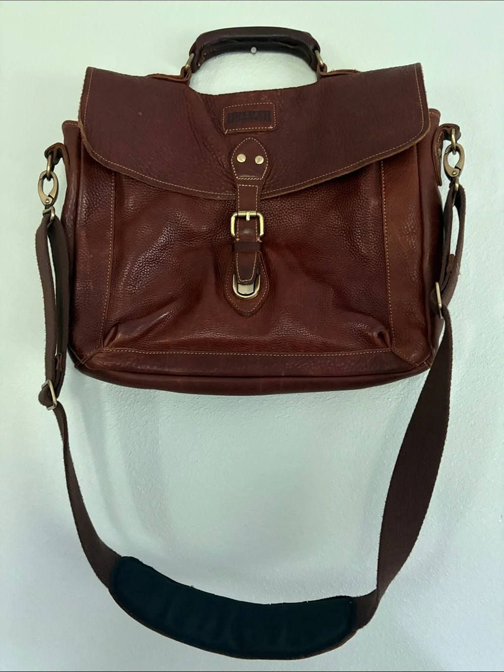 Duluth Trading Genuine Leather Messenger Laptop Briefcase Bag - Brown